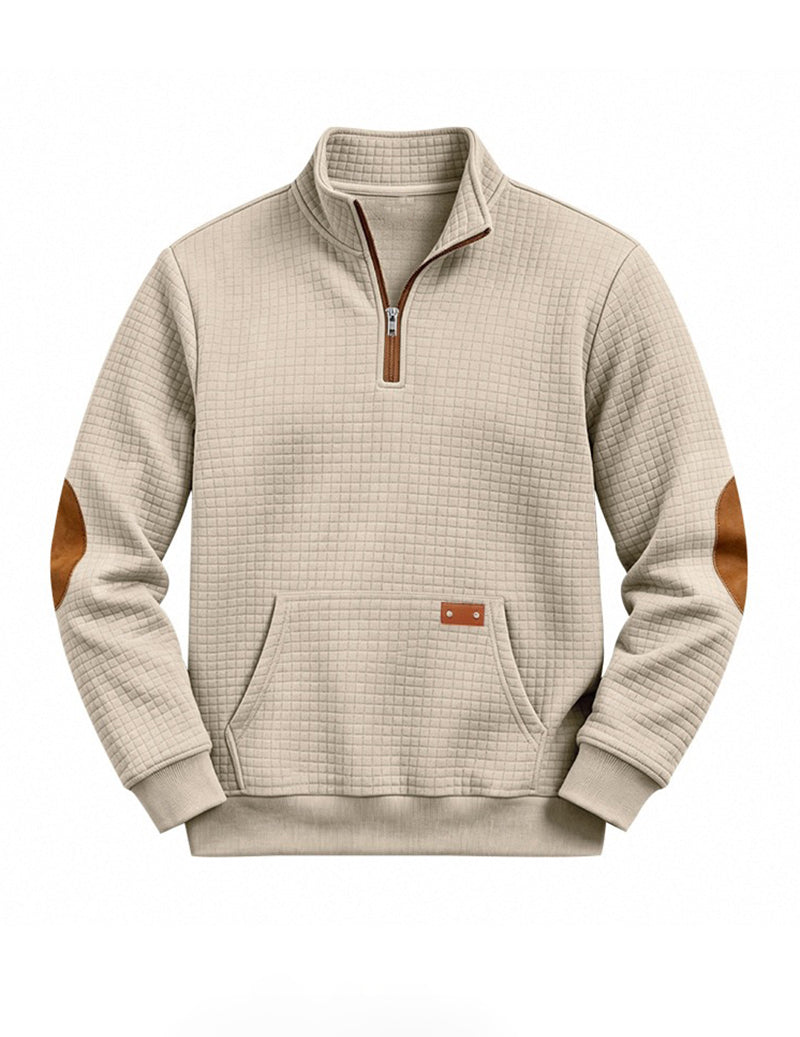 Ekouaer Men Quarter Zip Pullover Sweatshirt With Contrast Cuffs