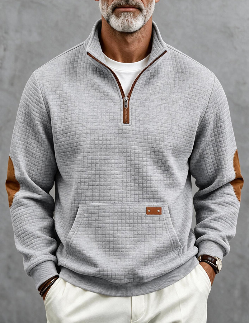 Ekouaer Men Quarter Zip Pullover Sweatshirt With Contrast Cuffs