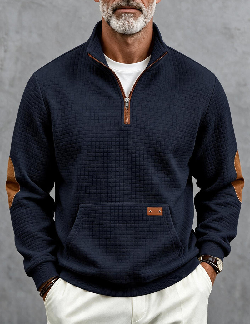 Ekouaer Men Quarter Zip Pullover Sweatshirt With Contrast Cuffs
