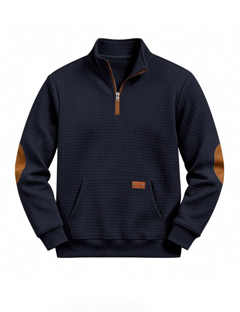 Ekouaer Men Quarter Zip Pullover Sweatshirt With Contrast Cuffs
