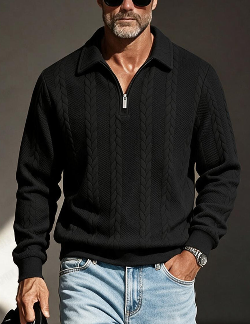 Ekouaer Men Quarter Zip Polo Collar Knit Pullover