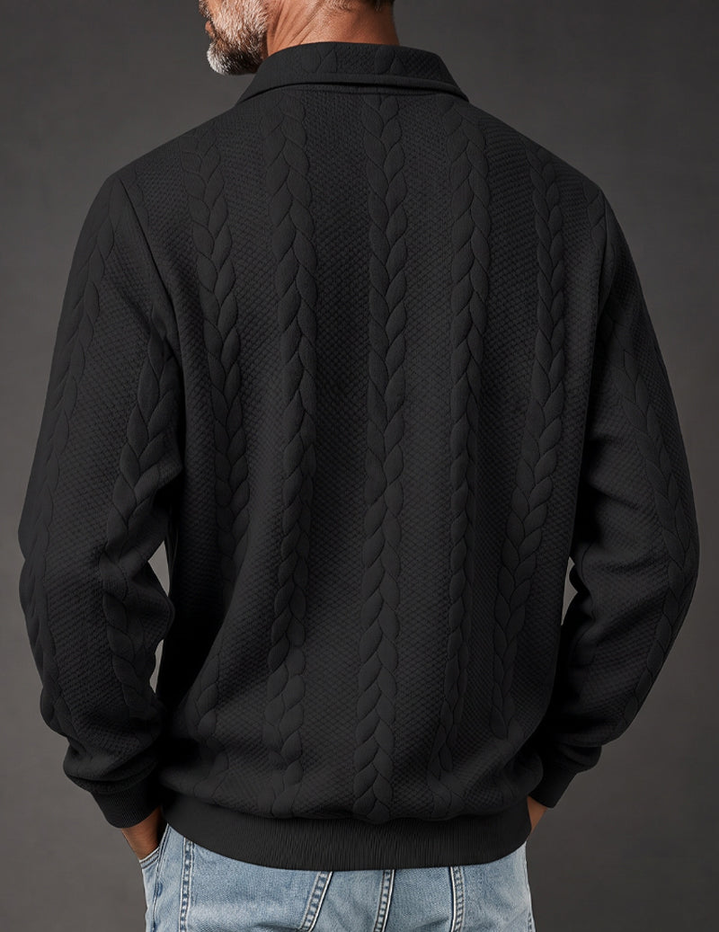 Ekouaer Men Quarter Zip Polo Collar Knit Pullover