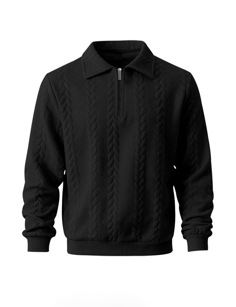 Ekouaer Men Quarter Zip Polo Collar Knit Pullover
