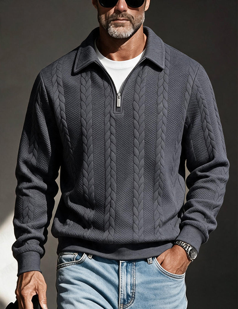 Ekouaer Men Quarter Zip Polo Collar Knit Pullover