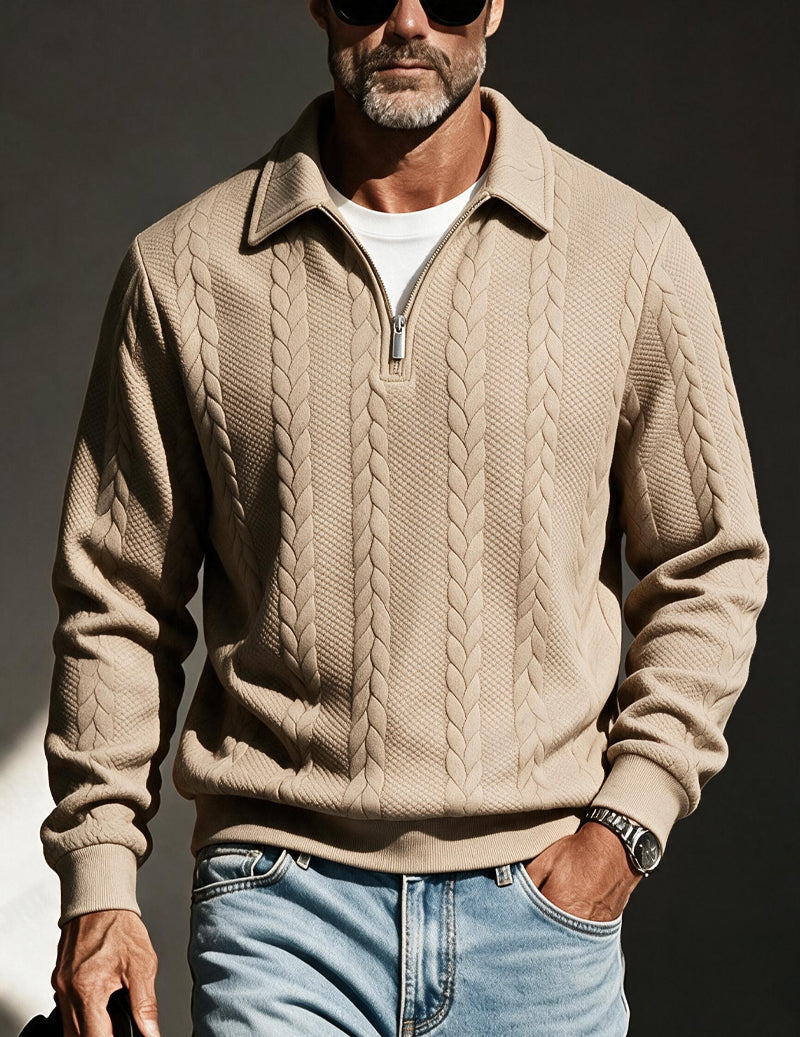 Ekouaer Men Quarter Zip Polo Collar Knit Pullover