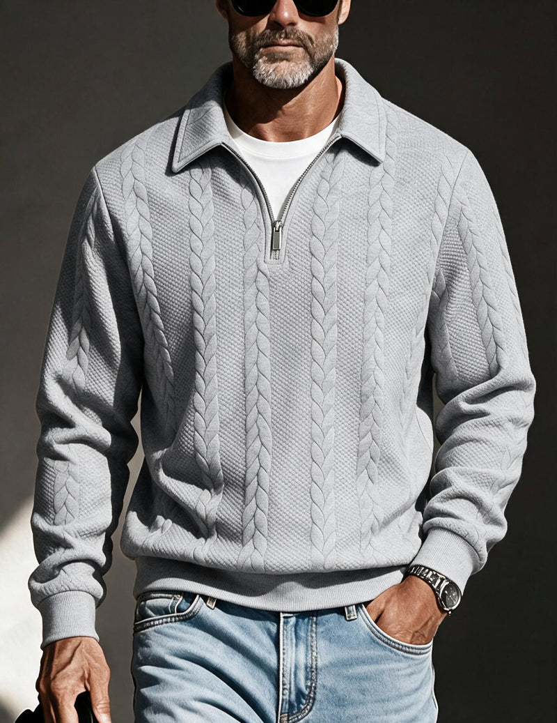 Ekouaer Men Quarter Zip Polo Collar Knit Pullover