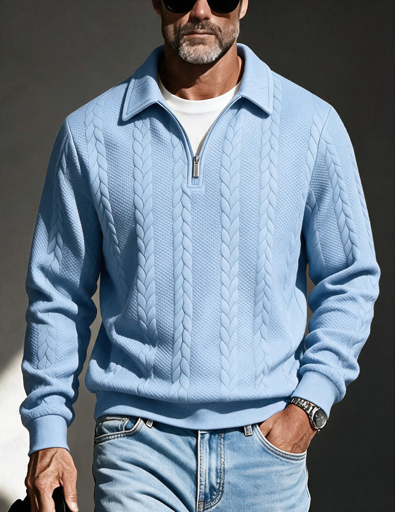 Ekouaer Men Quarter Zip Polo Collar Knit Pullover