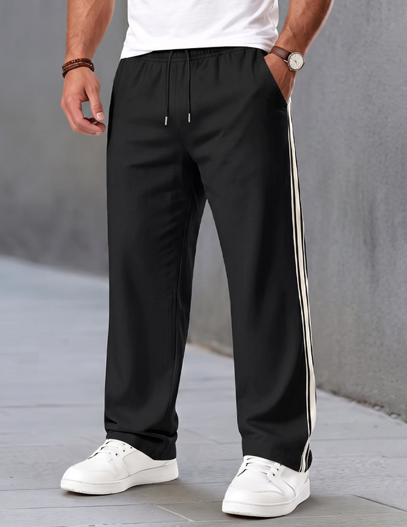 Ekouaer Men Side Stripe Jogger Pants With Drawstring