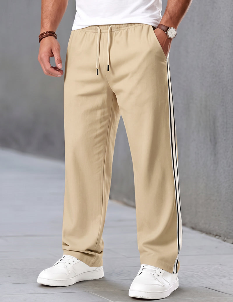 Ekouaer Men Side Stripe Jogger Pants With Drawstring
