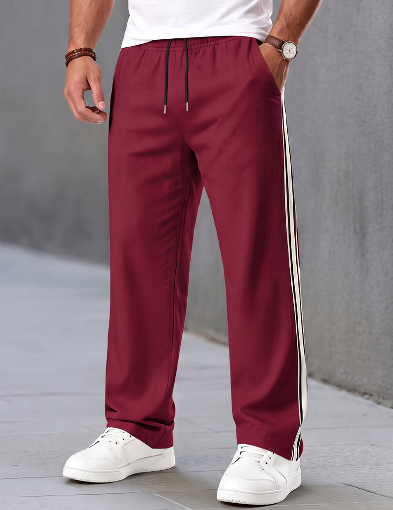 Ekouaer Men Side Stripe Jogger Pants With Drawstring