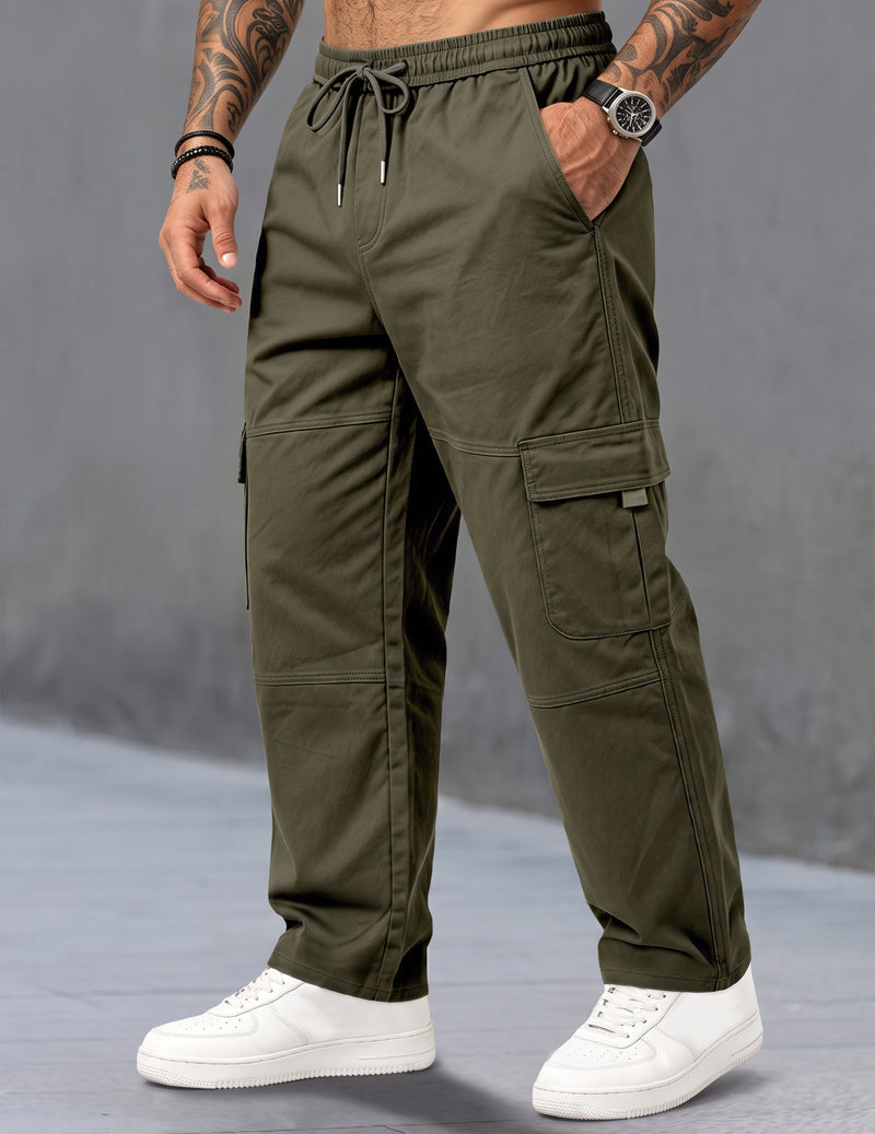 Ekouaer Men Cargo Pants With Drawstring Elastic Waist