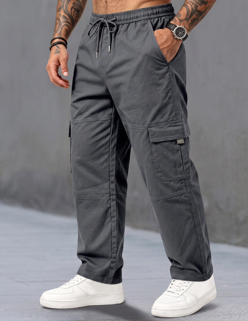 Ekouaer Men Cargo Pants With Drawstring Elastic Waist