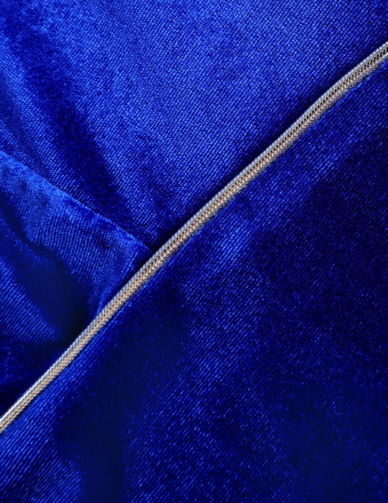 Velvet Boat Neck Contrast Trim Flare Sleeve Maxi Dress