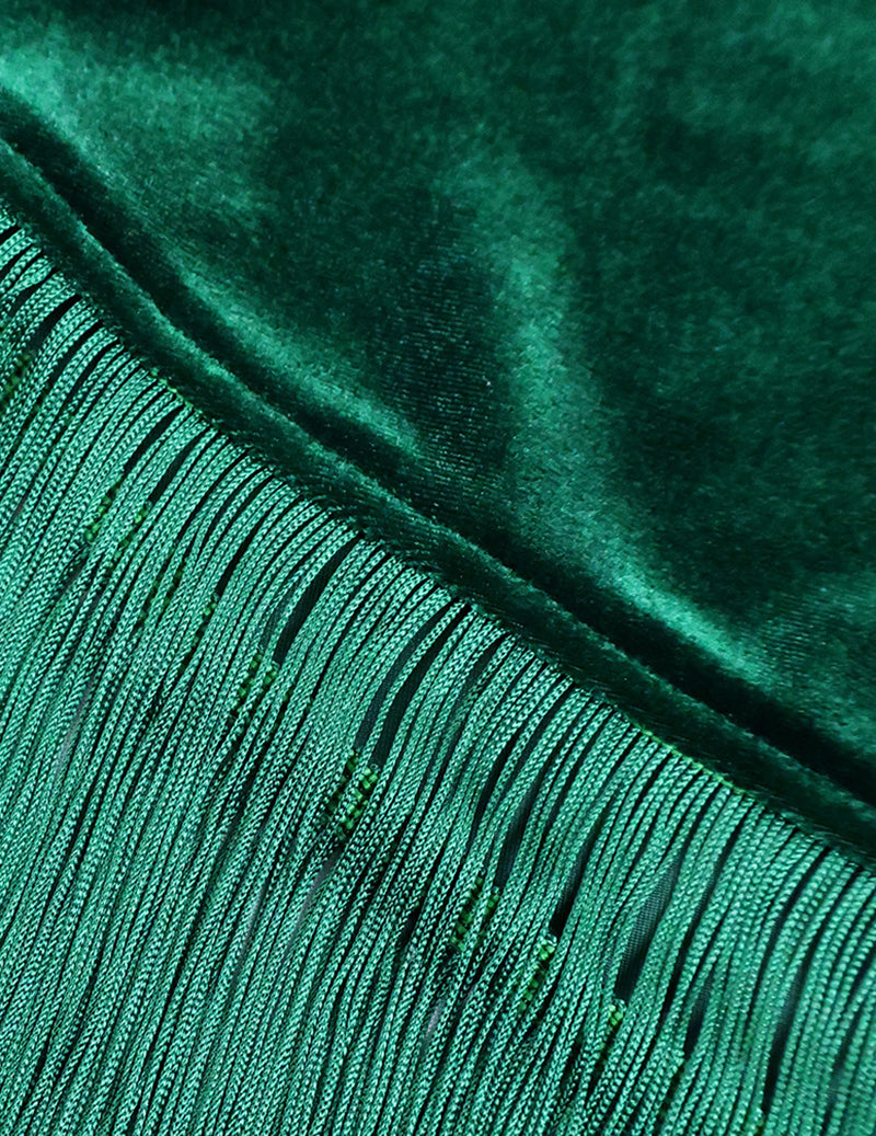 Velvet Fringe Cape and Mermaid Tail Gown Two-Piece Set
