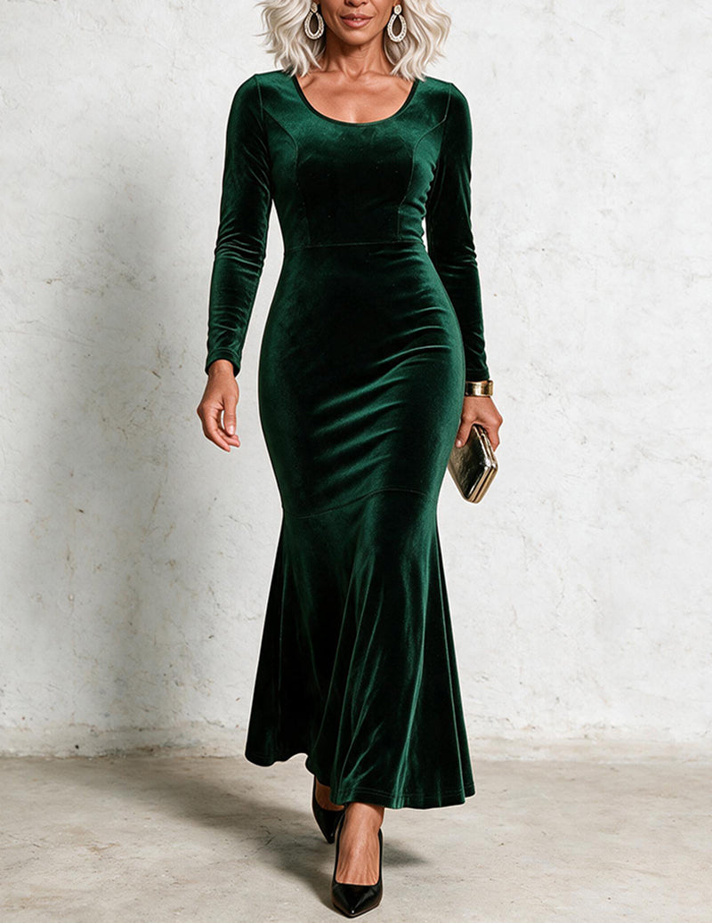 Velvet Fringe Cape and Mermaid Tail Gown Two-Piece Set