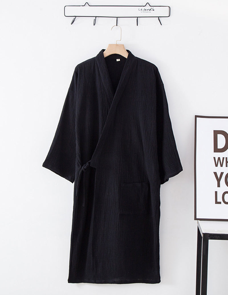 Crinkle Gauze Kimono Robe with Tie Belt