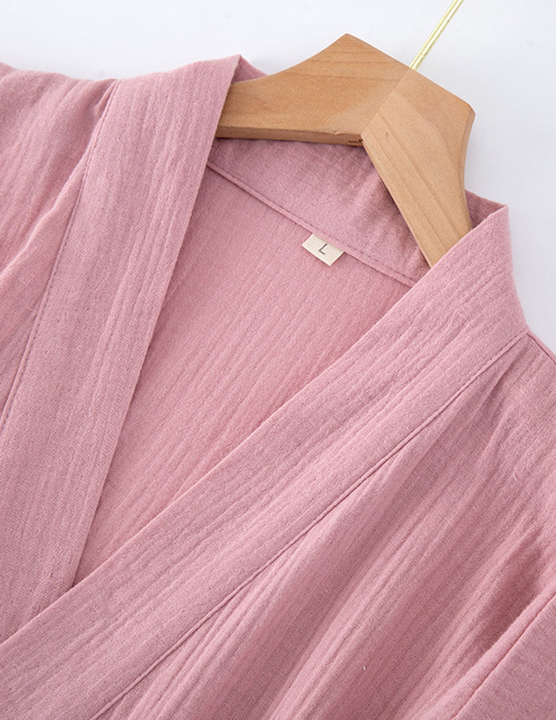 Crinkle Gauze Kimono Robe with Tie Belt