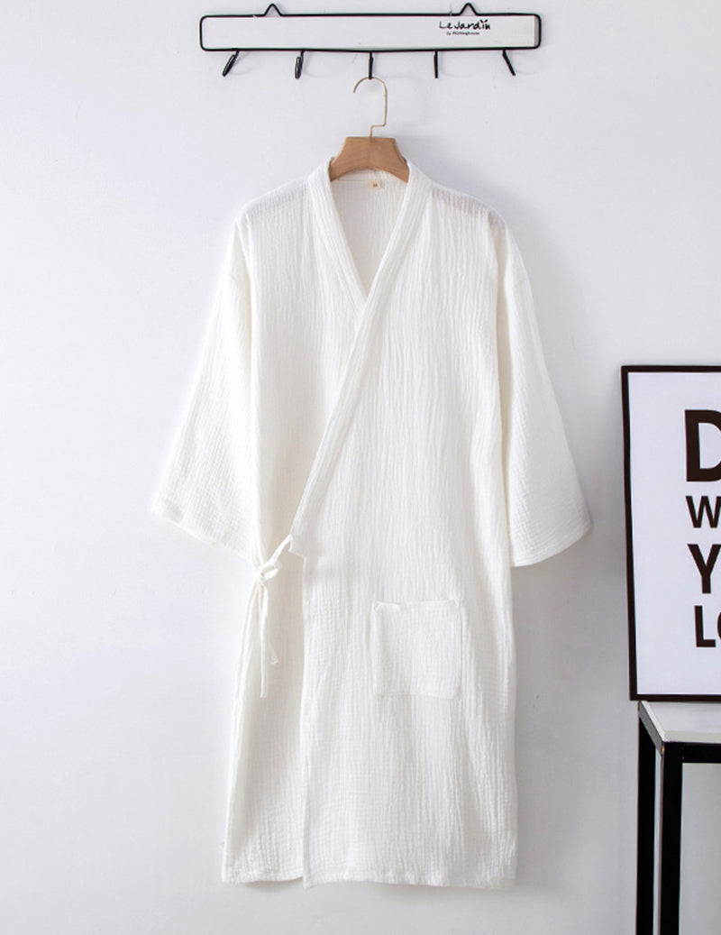 Crinkle Gauze Kimono Robe with Tie Belt