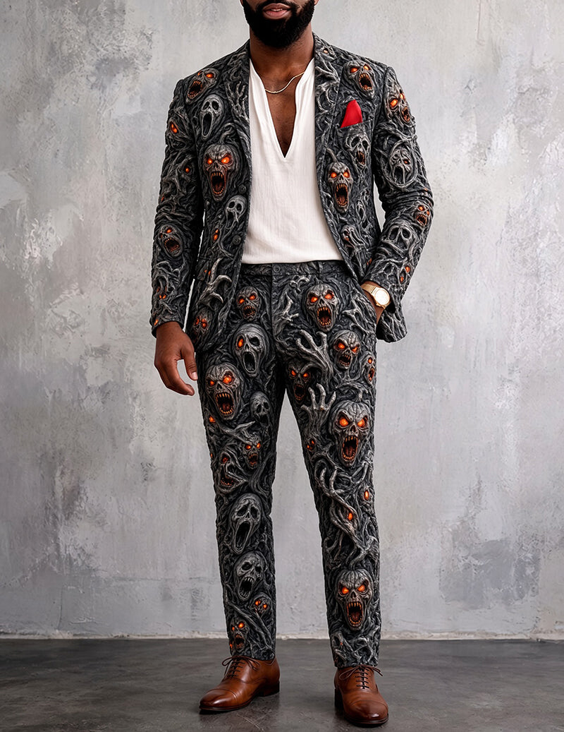 Men Printed Button Down Short Sleeve Shirt and Shorts Set