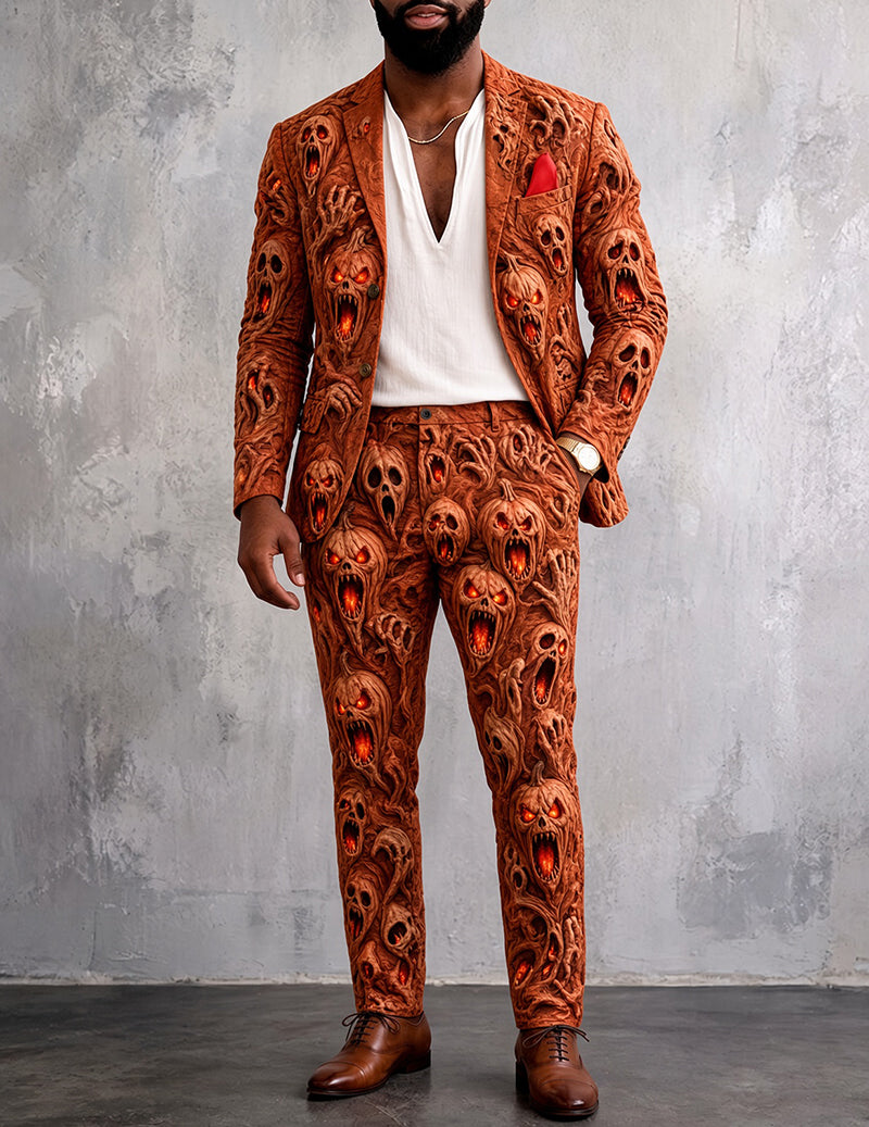 Men Printed Button Down Short Sleeve Shirt and Shorts Set
