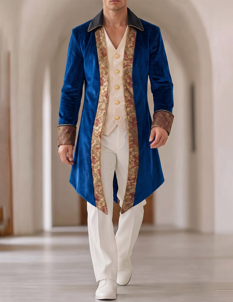 Men Gold Trim Formal Tailcoat Jacket