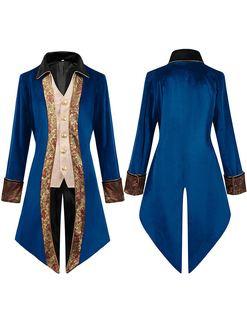 Men Gold Trim Formal Tailcoat Jacket
