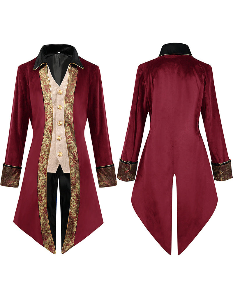 Men Gold Trim Formal Tailcoat Jacket