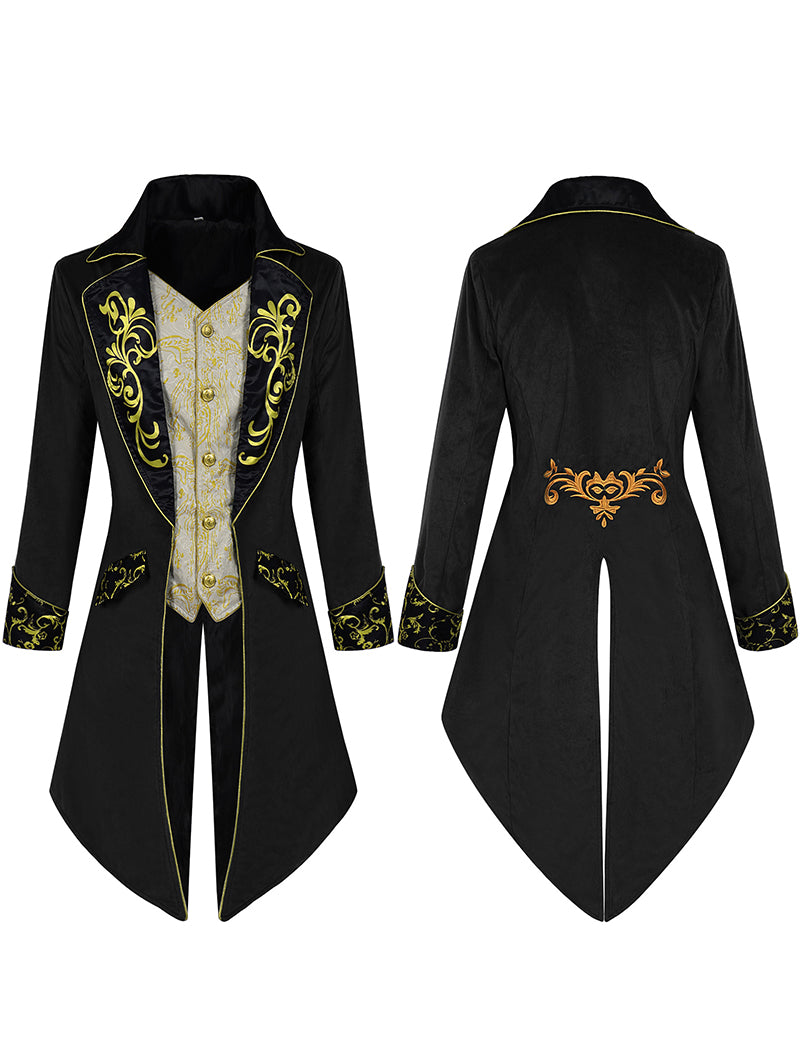 Men Steampunk Embroidered Tailcoat Jacket