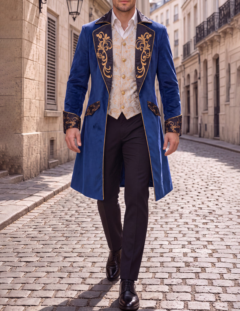 Men Steampunk Embroidered Tailcoat Jacket