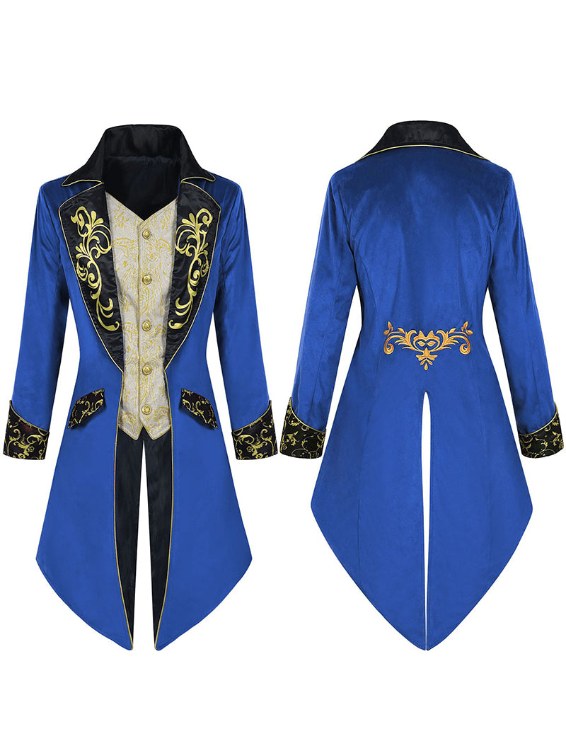 Men Steampunk Embroidered Tailcoat Jacket