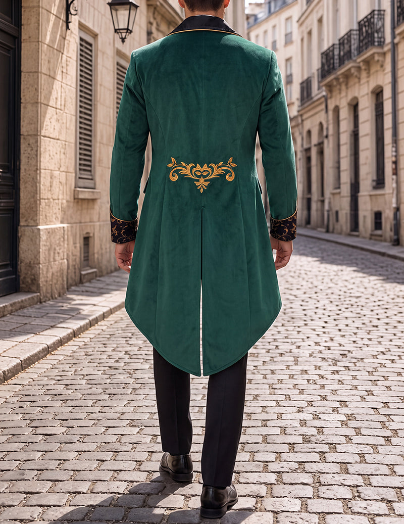 Men Steampunk Embroidered Tailcoat Jacket