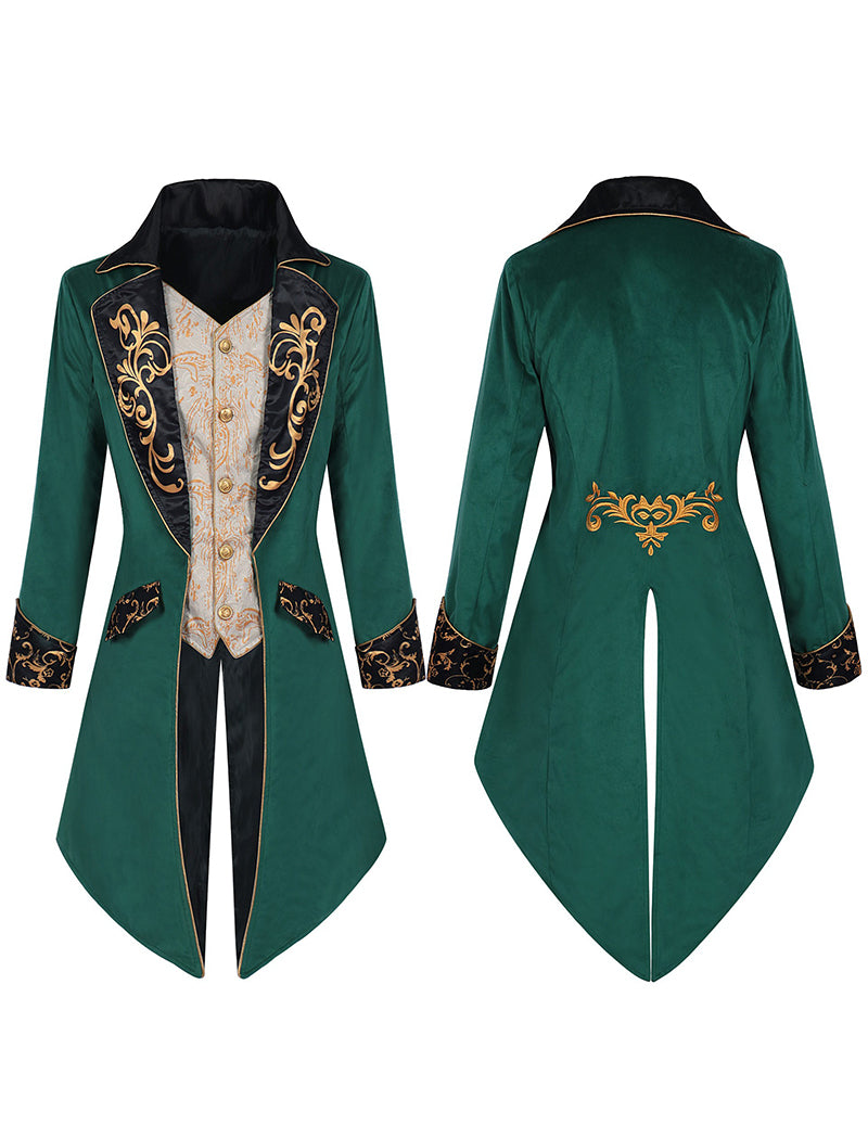 Men Steampunk Embroidered Tailcoat Jacket