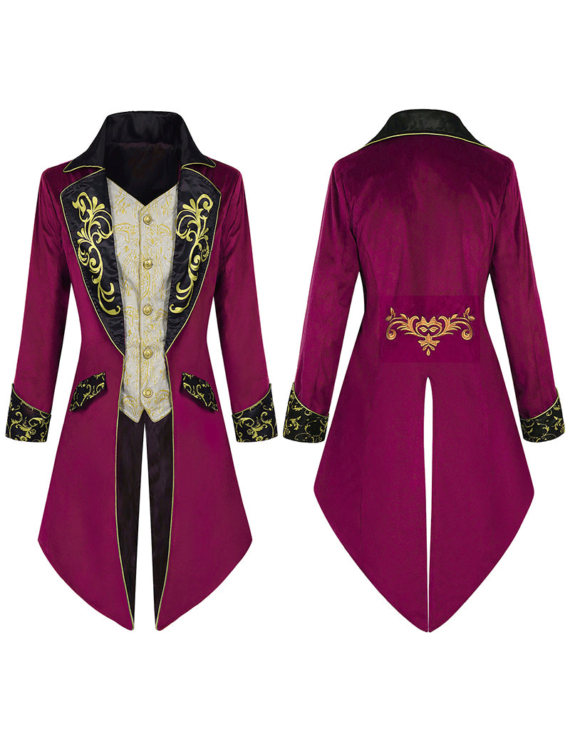 Men Steampunk Embroidered Tailcoat Jacket