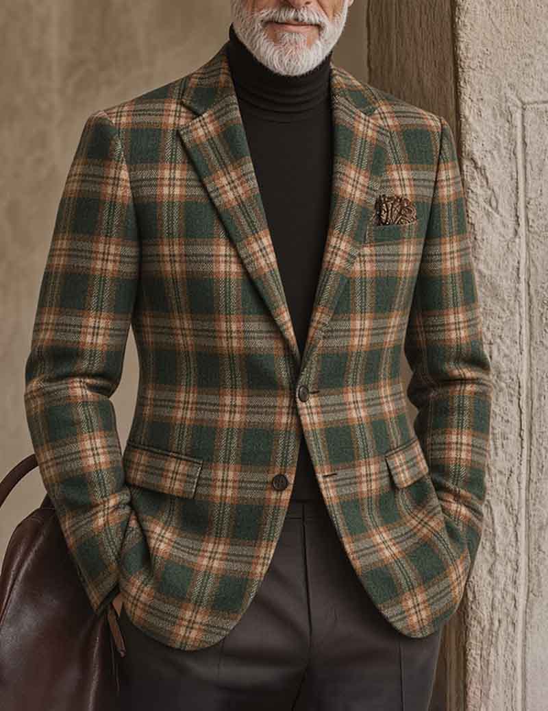Men Printed Single Button Blazer Jacket