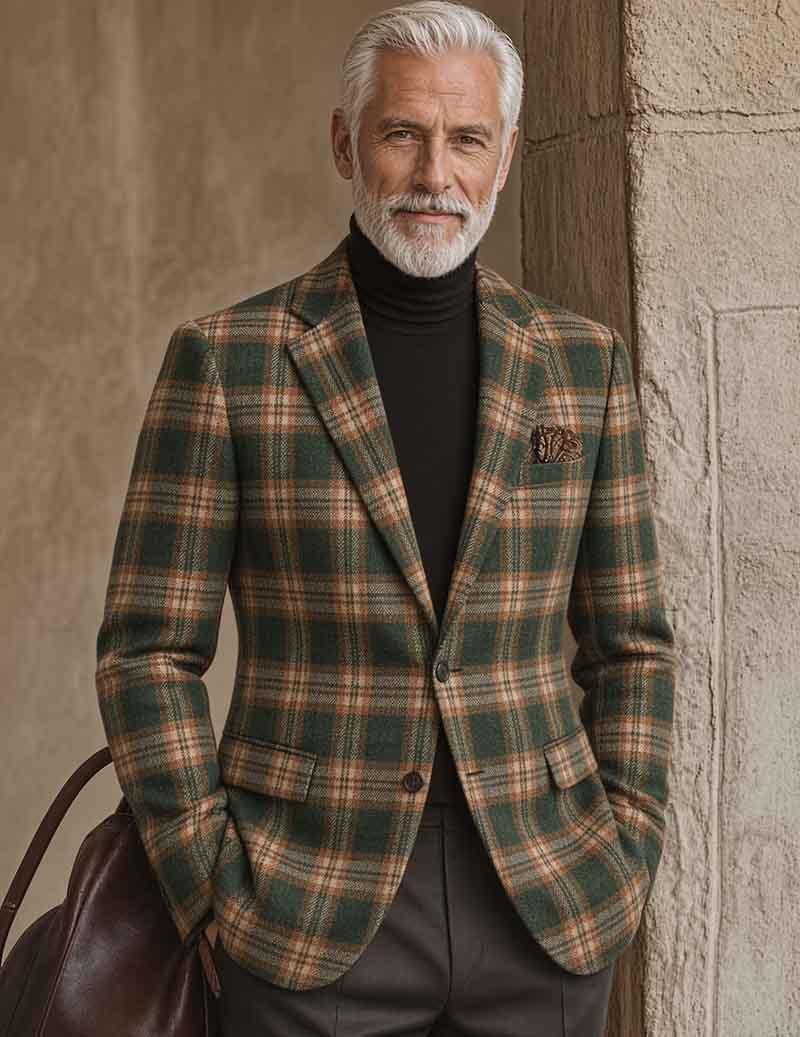 Men Printed Single Button Blazer Jacket