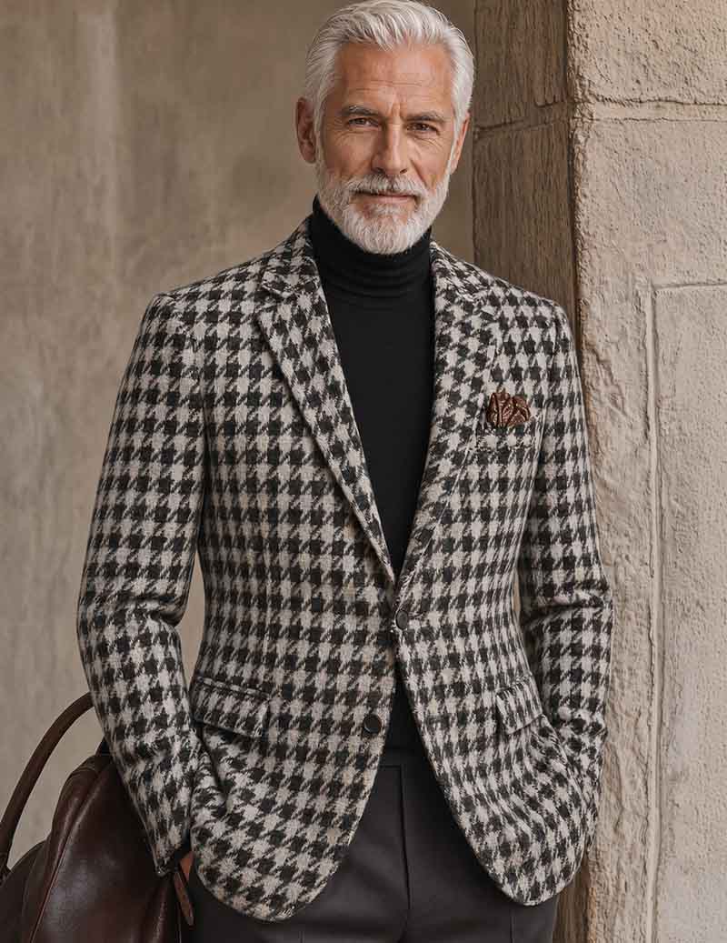 Men Printed Single Button Blazer Jacket