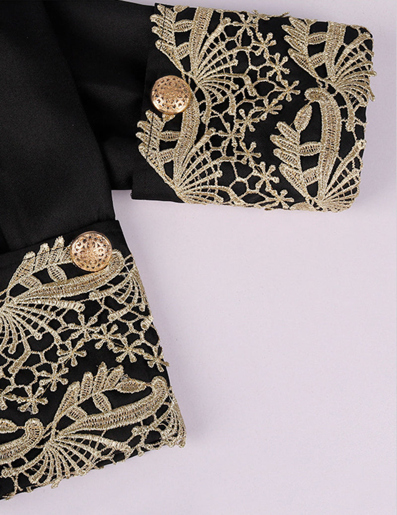 Men's 5-Piece Baroque Prince Costume Set with Embroidered Coat, Vest & Knee-Length Pants