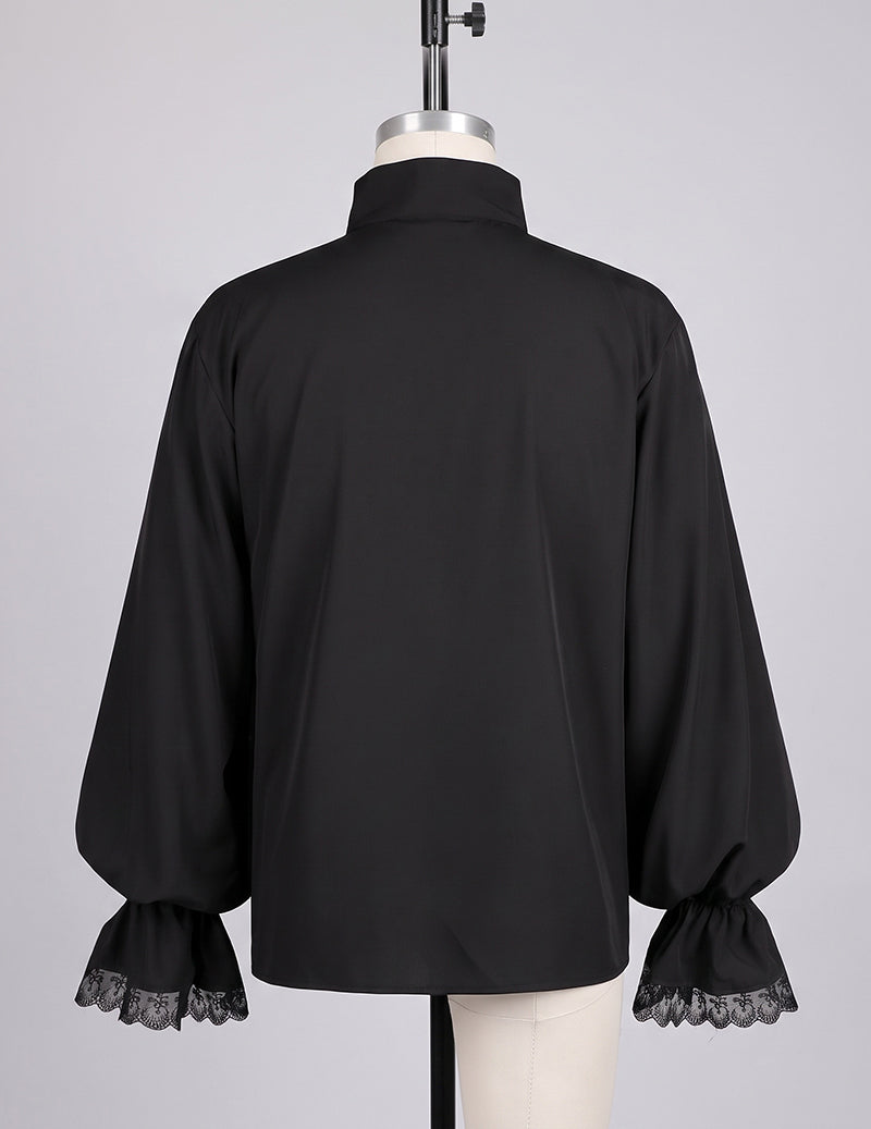 Men's Gothic 3-Piece Set with Ruffled Shirt, Leather-Look Pants & Fur-Trim Cape