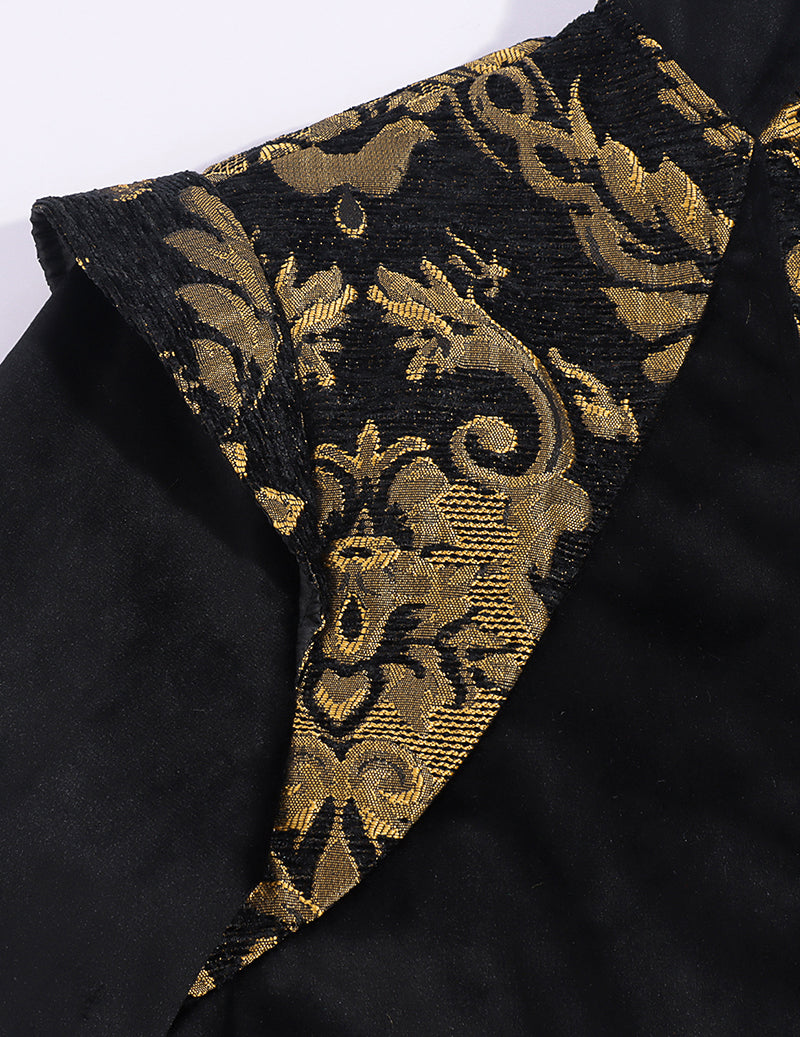 Men's Baroque Pattern Stand Collar Long Frock Coat