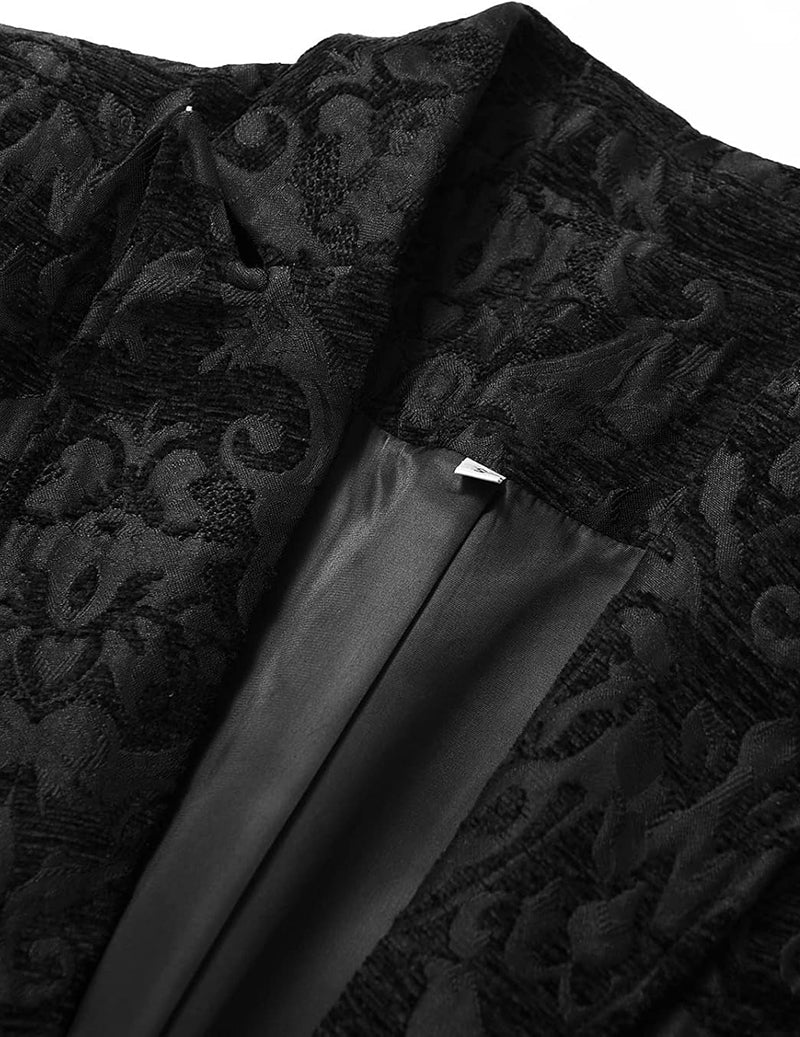 Men's Baroque Floral Pattern Long Sleeve Tailcoat