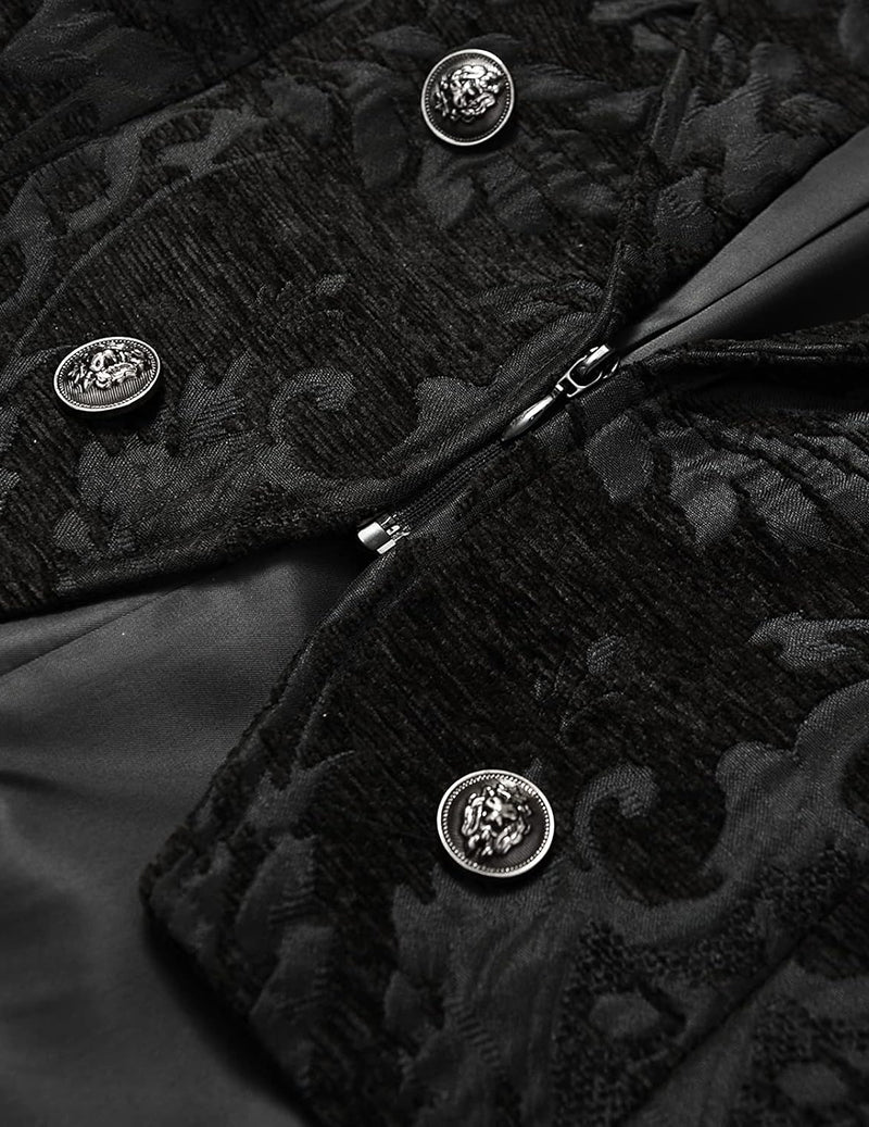 Men's Baroque Floral Pattern Long Sleeve Tailcoat