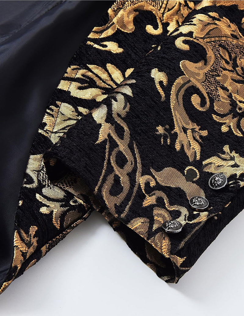 Men's Baroque Floral Pattern Long Sleeve Tailcoat