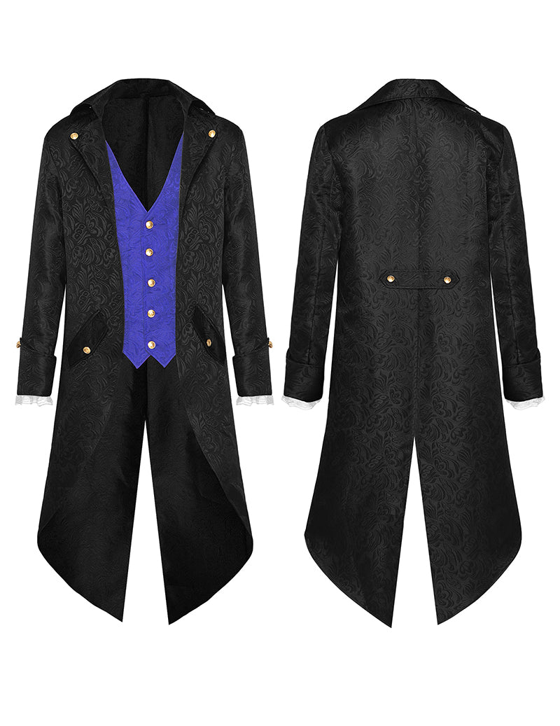 Men Gothic Jacquard Double-Breasted Formal Coat