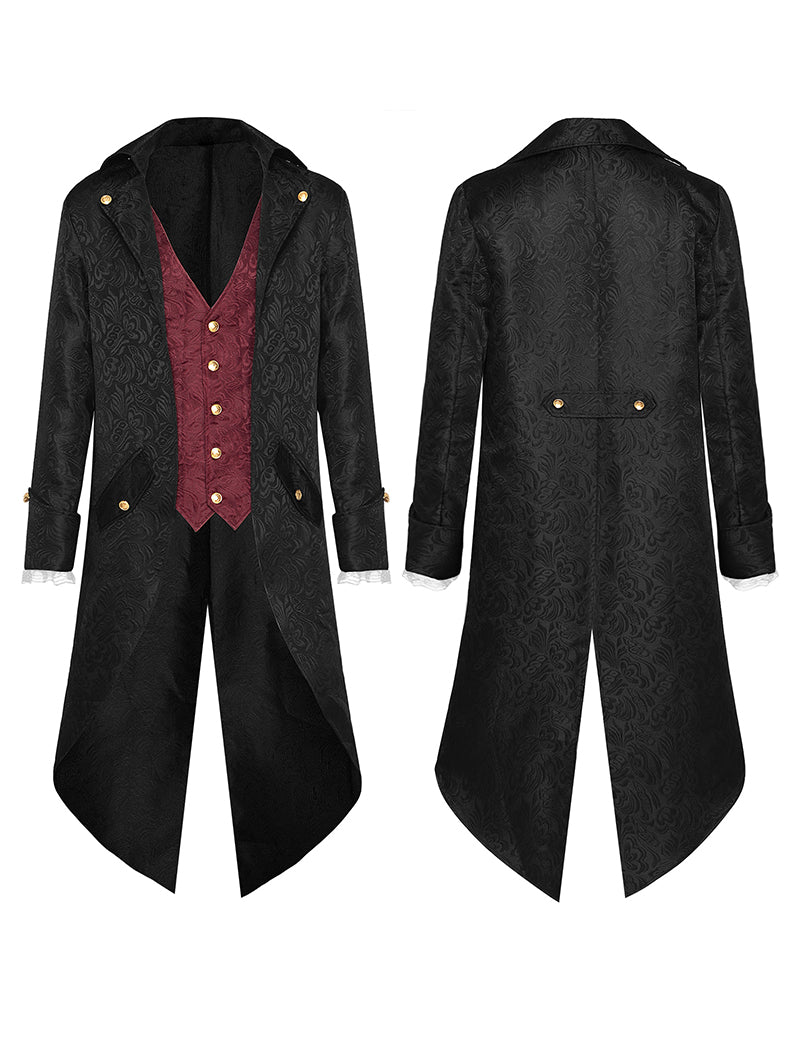 Men Gothic Jacquard Double-Breasted Formal Coat