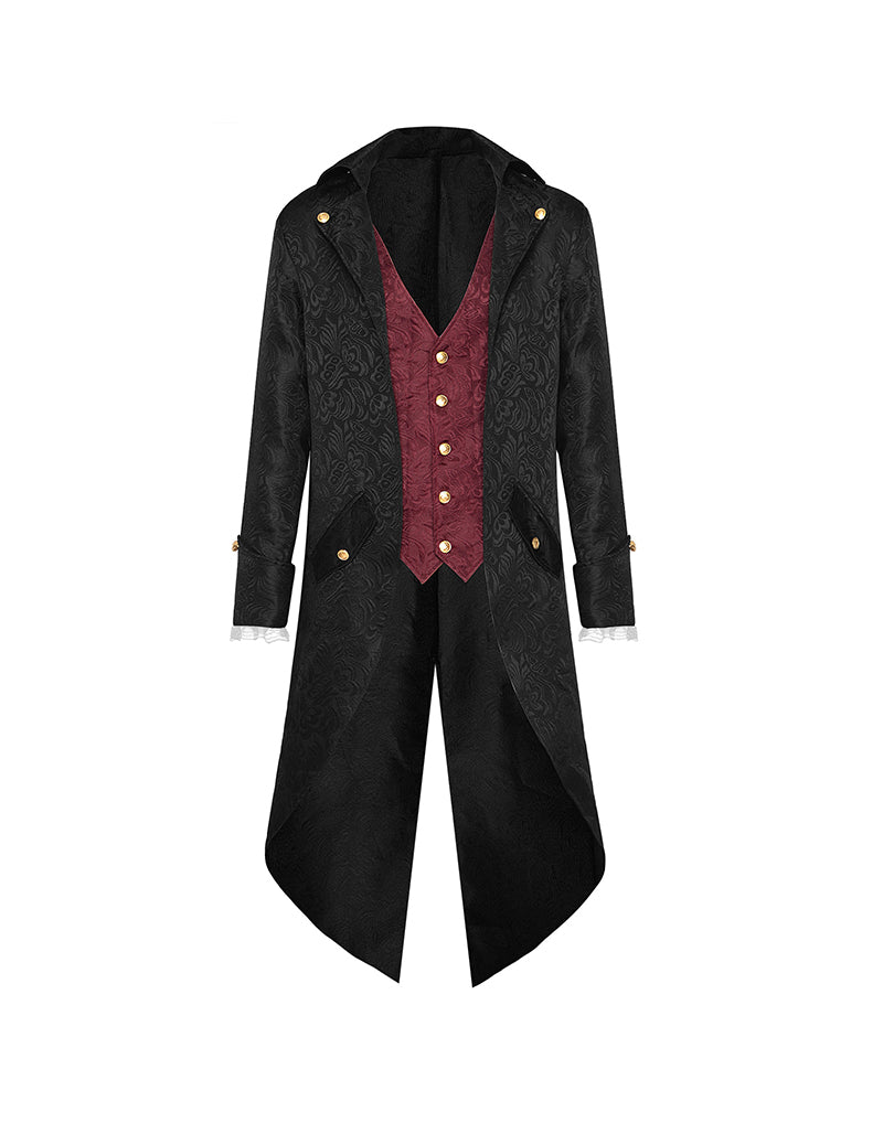 Men Gothic Jacquard Double-Breasted Formal Coat