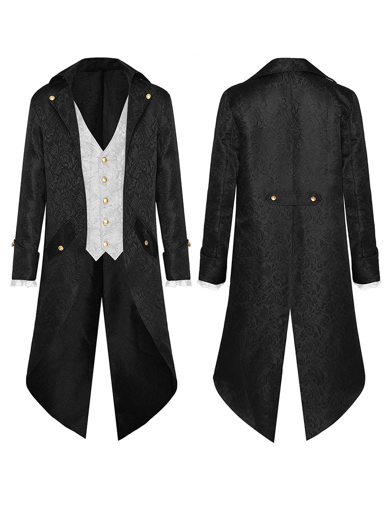 Men Gothic Jacquard Double-Breasted Formal Coat