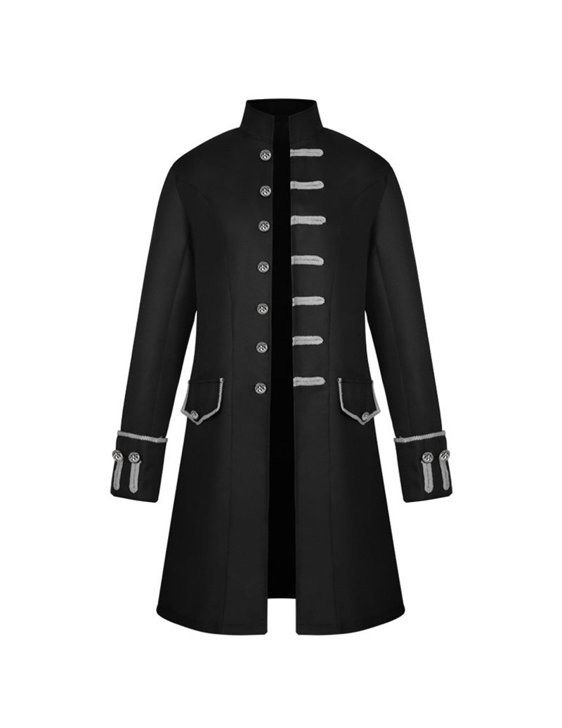 Men Plain Stand Collar Uniform Coat