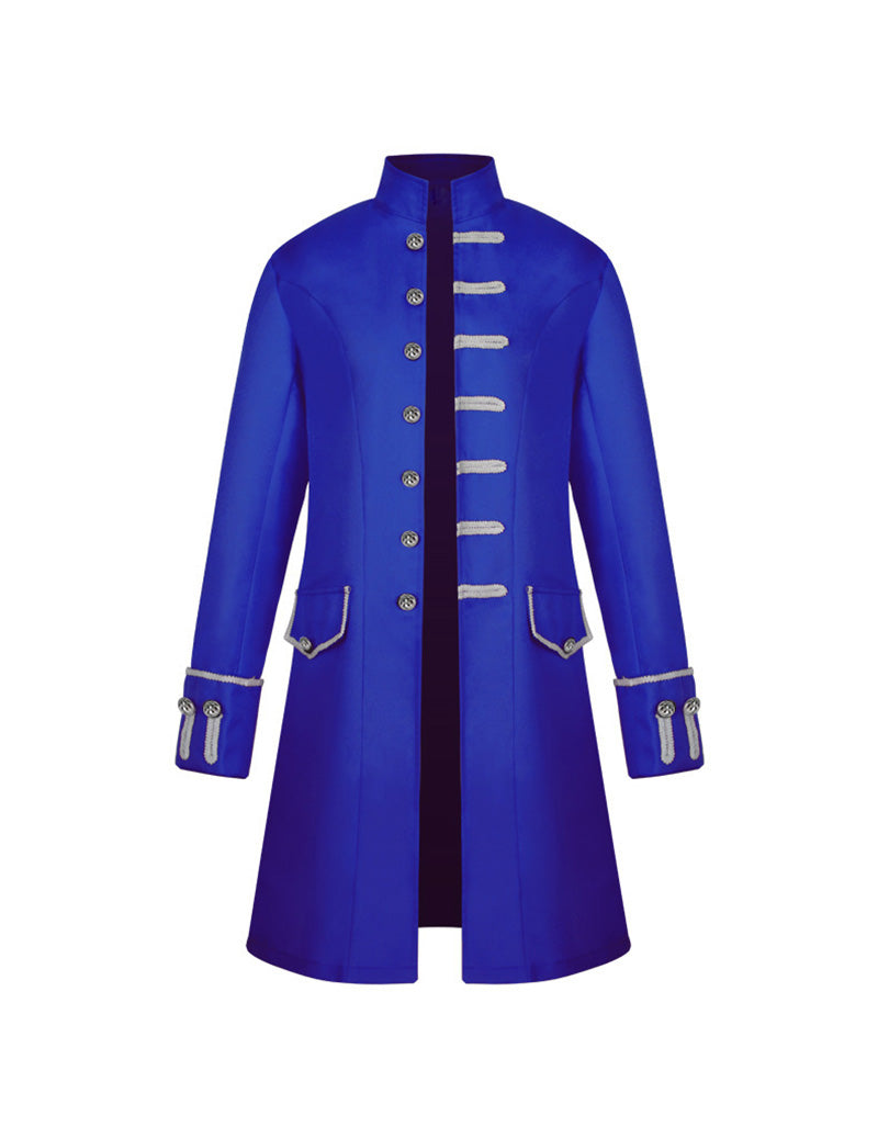 Men Plain Stand Collar Uniform Coat