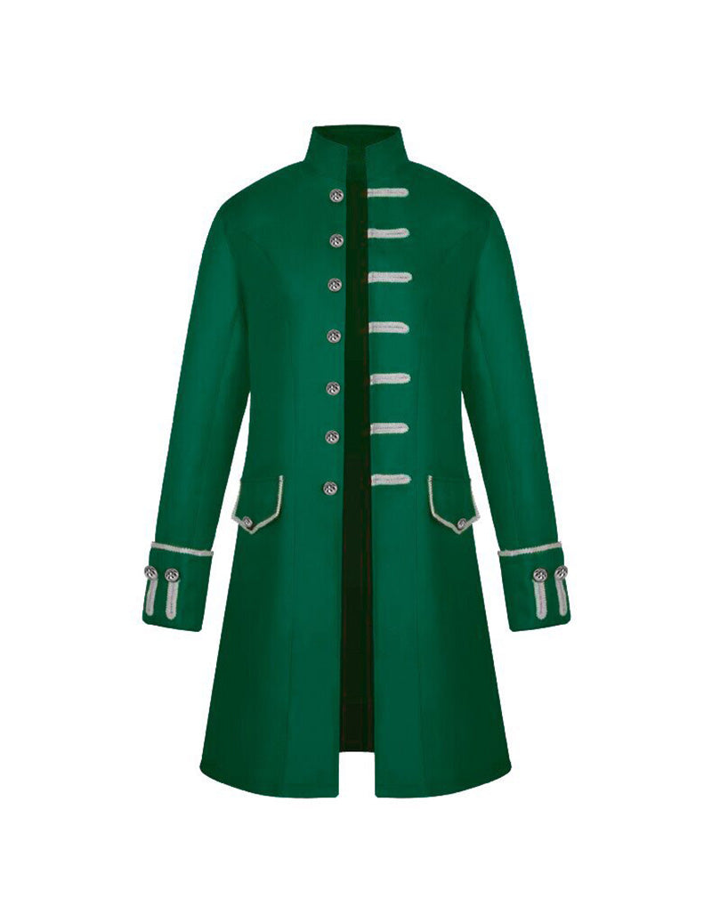 Men Plain Stand Collar Uniform Coat