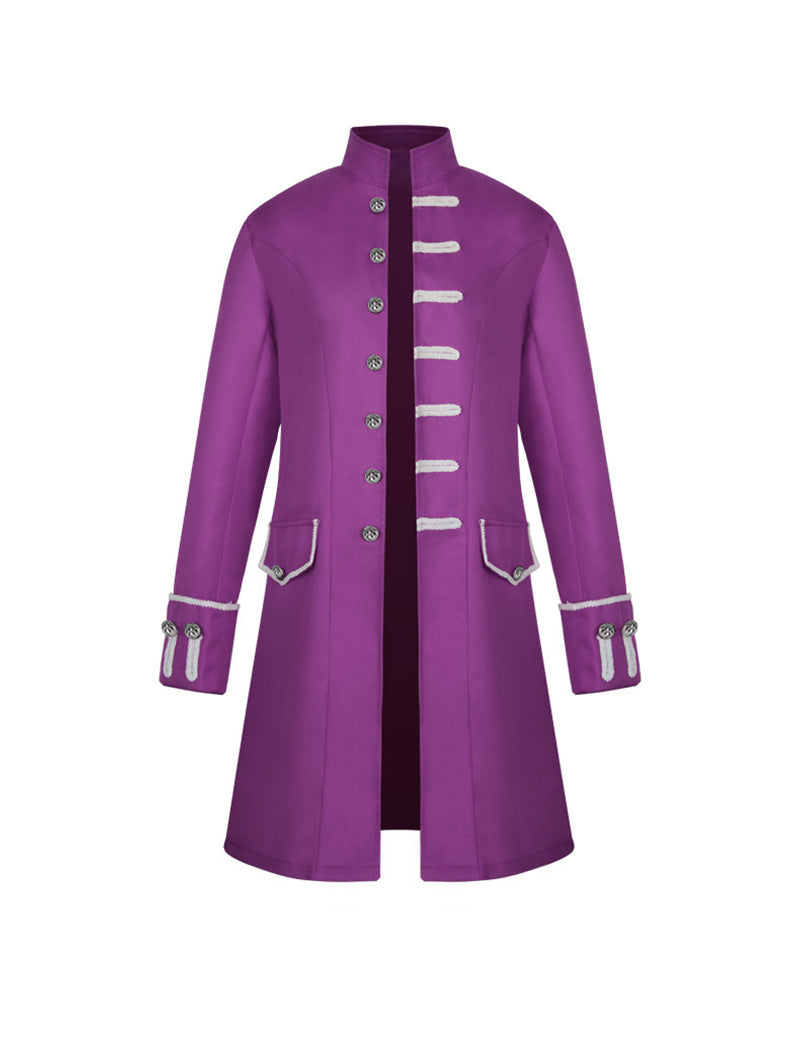 Men Plain Stand Collar Uniform Coat